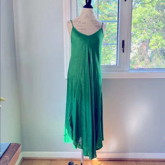 L’Agence Serita emerald green silky maxi slip dress size Small - Picture 2 of 8